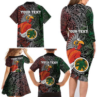Personalized Mexican Tribal Aztec Warriors Family Matching Long Sleeve Bodycon Dress and Hawaiian Shirt Aztec Sun God - Wonder Print Shop
