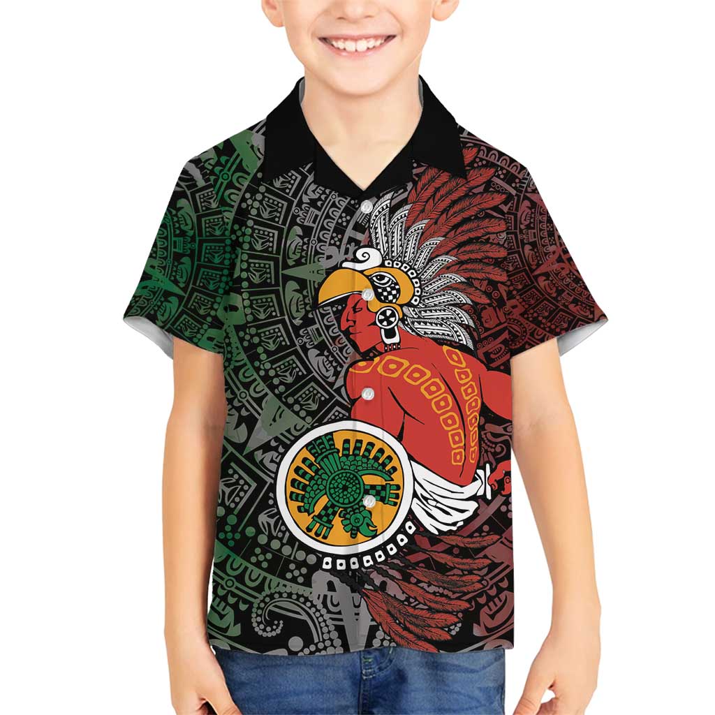 Personalized Mexican Tribal Aztec Warriors Family Matching Long Sleeve Bodycon Dress and Hawaiian Shirt Aztec Sun God - Wonder Print Shop