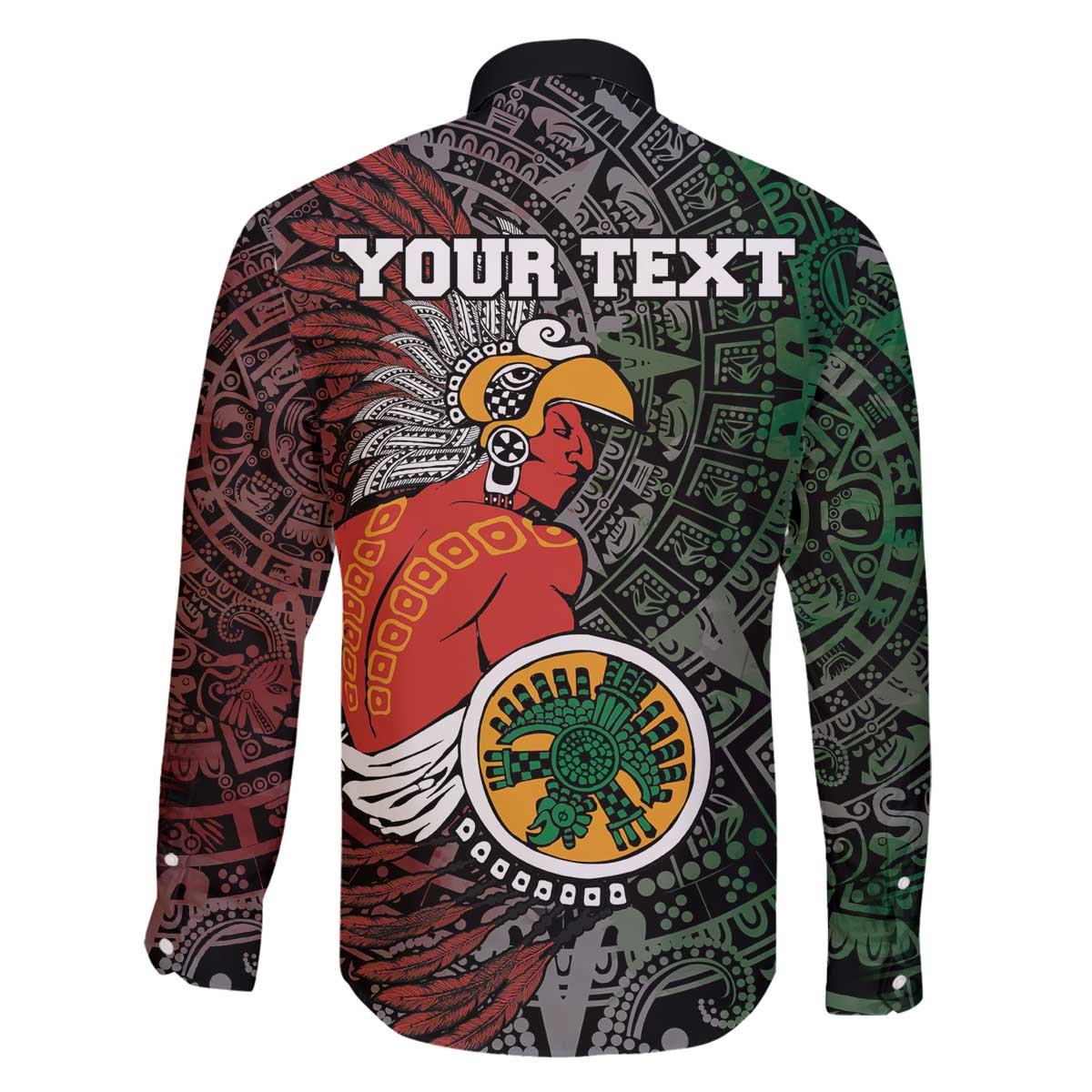 Personalized Mexican Tribal Aztec Warriors Family Matching Off The Shoulder Long Sleeve Dress and Hawaiian Shirt Aztec Sun God - Wonder Print Shop