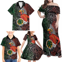 Personalized Mexican Tribal Aztec Warriors Family Matching Off Shoulder Maxi Dress and Hawaiian Shirt Aztec Sun God - Wonder Print Shop