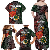 Personalized Mexican Tribal Aztec Warriors Family Matching Off Shoulder Maxi Dress and Hawaiian Shirt Aztec Sun God - Wonder Print Shop