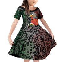 Personalized Mexican Tribal Aztec Warriors Family Matching Off Shoulder Short Dress and Hawaiian Shirt Aztec Sun God - Wonder Print Shop