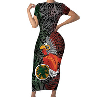 Personalized Mexican Tribal Aztec Warriors Family Matching Short Sleeve Bodycon Dress and Hawaiian Shirt Aztec Sun God - Wonder Print Shop