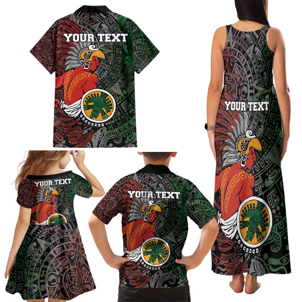 Personalized Mexican Tribal Aztec Warriors Family Matching Tank Maxi Dress and Hawaiian Shirt Aztec Sun God - Wonder Print Shop