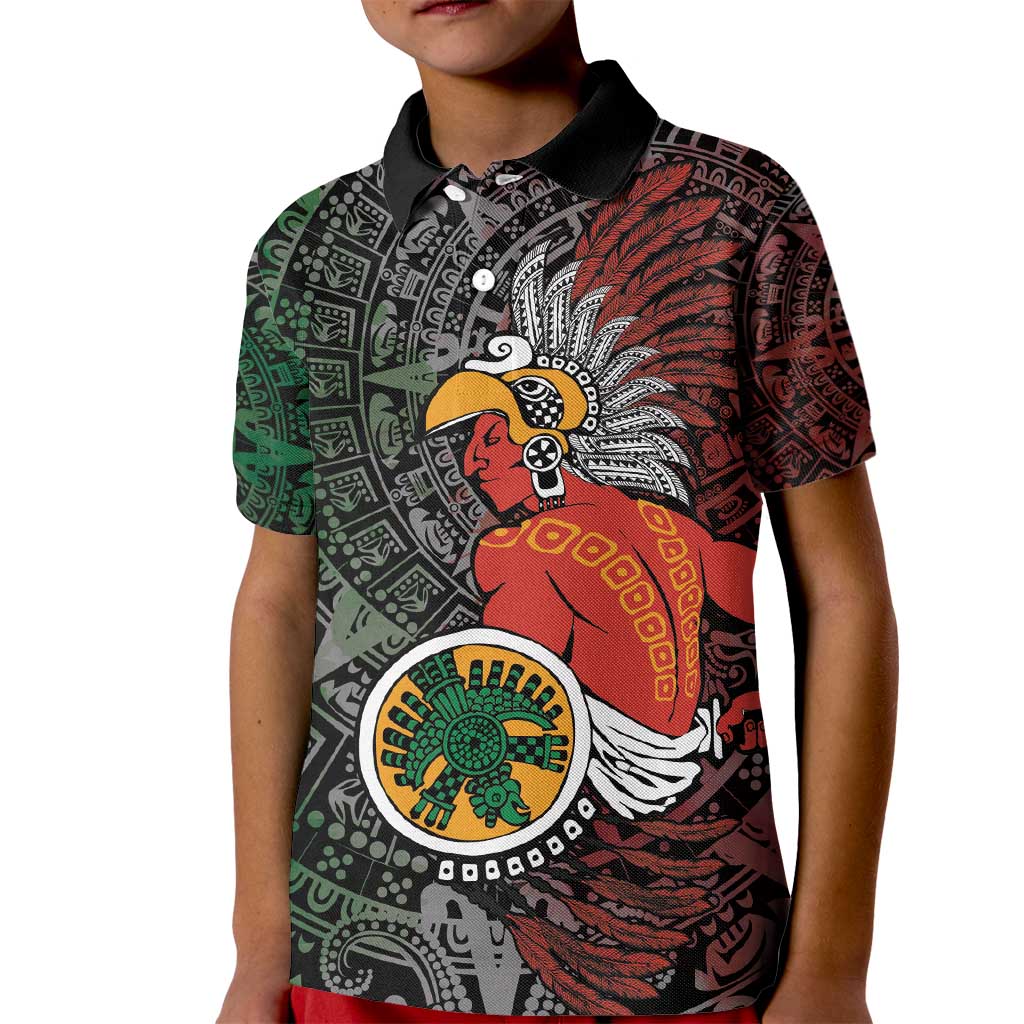 Personalized Mexican Tribal Aztec Warriors Kid Polo Shirt Aztec Sun God - Wonder Print Shop