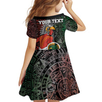 Personalized Mexican Tribal Aztec Warriors Kid Short Sleeve Dress Aztec Sun God - Wonder Print Shop