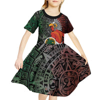 Personalized Mexican Tribal Aztec Warriors Kid Short Sleeve Dress Aztec Sun God - Wonder Print Shop