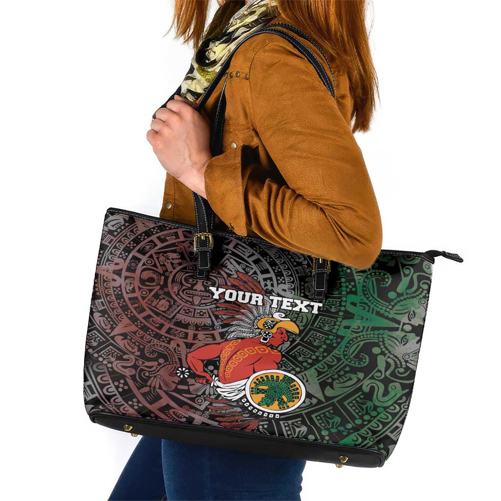 Personalized Mexican Tribal Aztec Warriors Leather Tote Bag Aztec Sun God - Wonder Print Shop