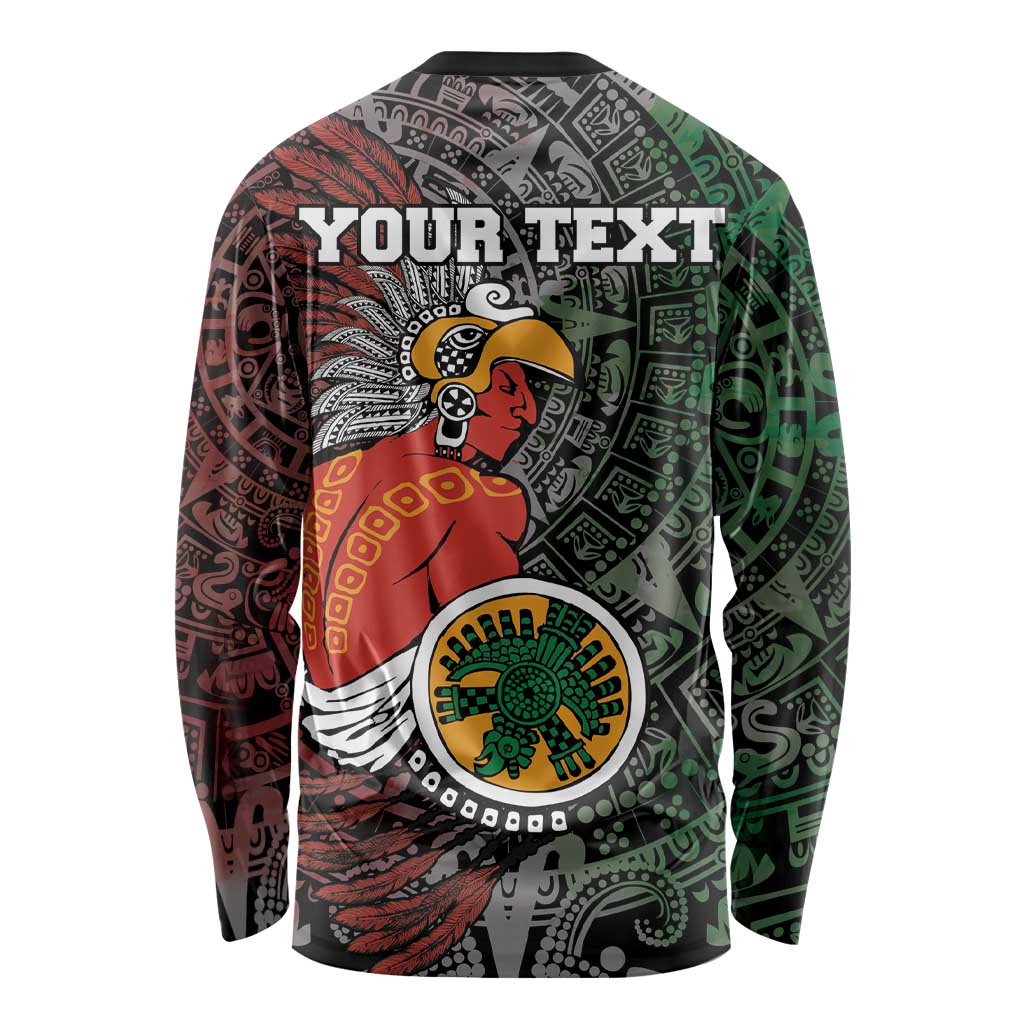 Personalized Mexican Tribal Aztec Warriors Long Sleeve Shirt Aztec Sun God - Wonder Print Shop