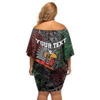 Personalized Mexican Tribal Aztec Warriors Off Shoulder Short Dress Aztec Sun God - Wonder Print Shop