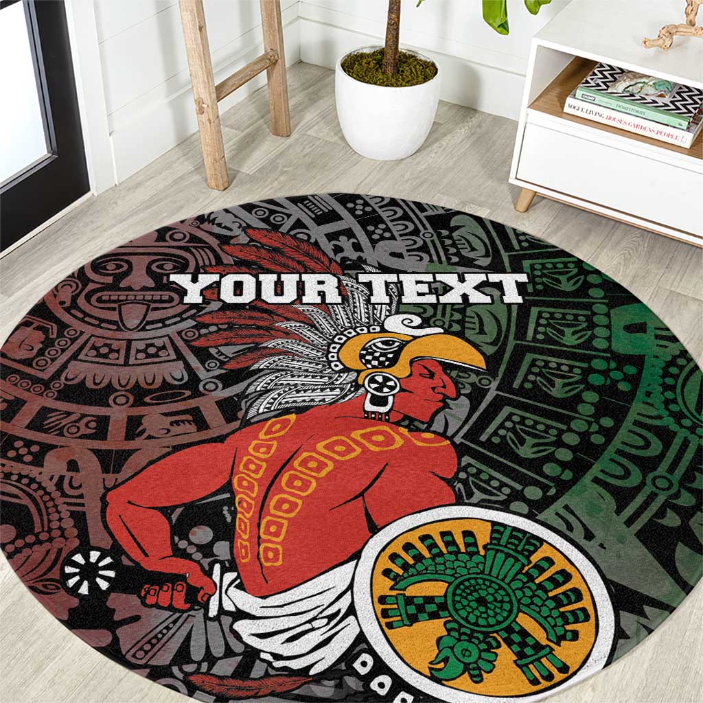 Personalized Mexican Tribal Aztec Warriors Round Carpet Aztec Sun God