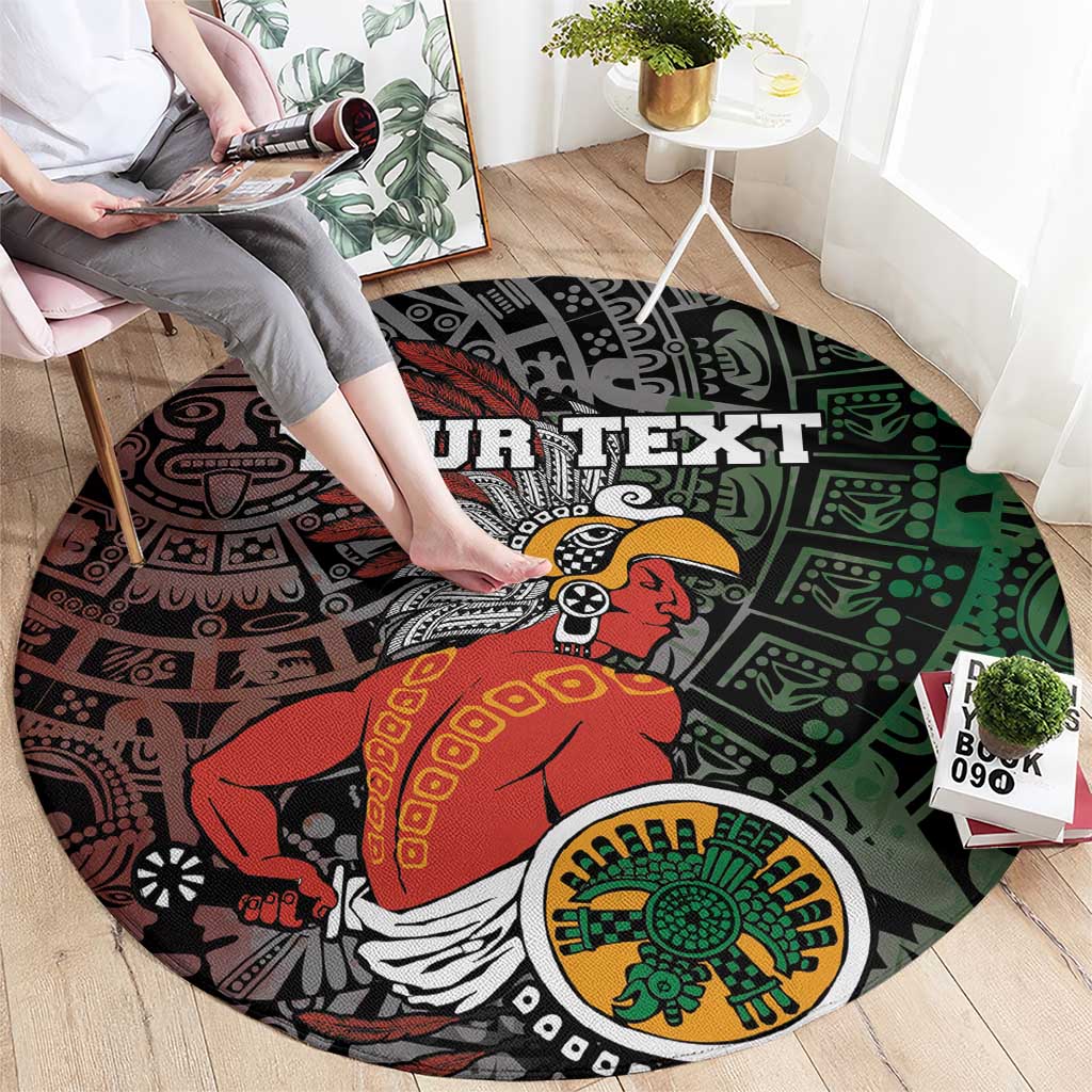 Personalized Mexican Tribal Aztec Warriors Round Carpet Aztec Sun God