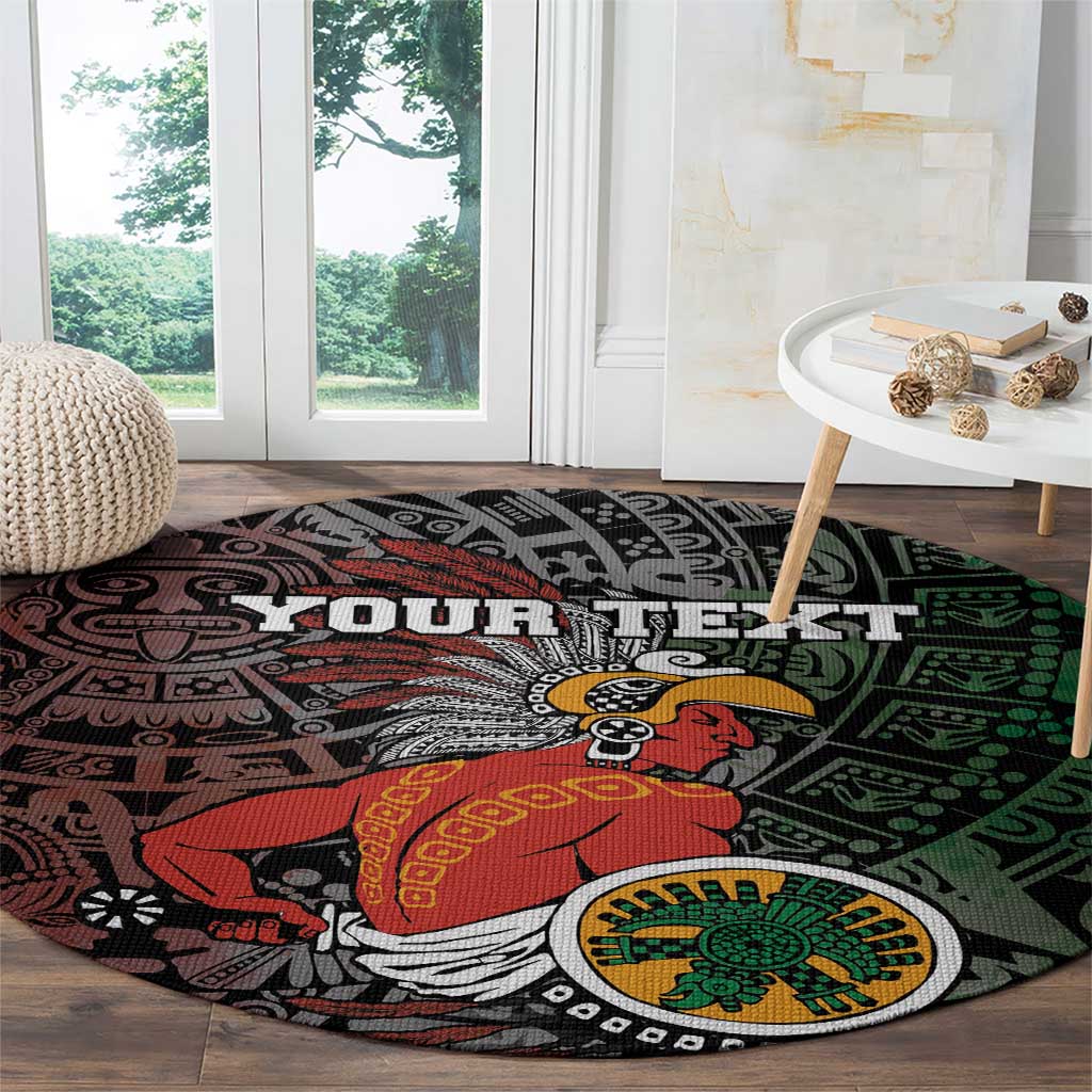 Personalized Mexican Tribal Aztec Warriors Round Carpet Aztec Sun God