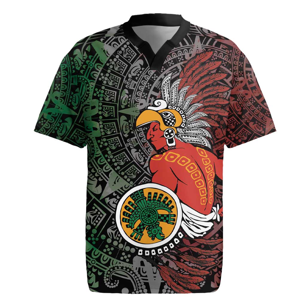 Personalized Mexican Tribal Aztec Warriors Rugby Jersey Aztec Sun God - Wonder Print Shop