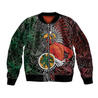 Personalized Mexican Tribal Aztec Warriors Sleeve Zip Bomber Jacket Aztec Sun God - Wonder Print Shop