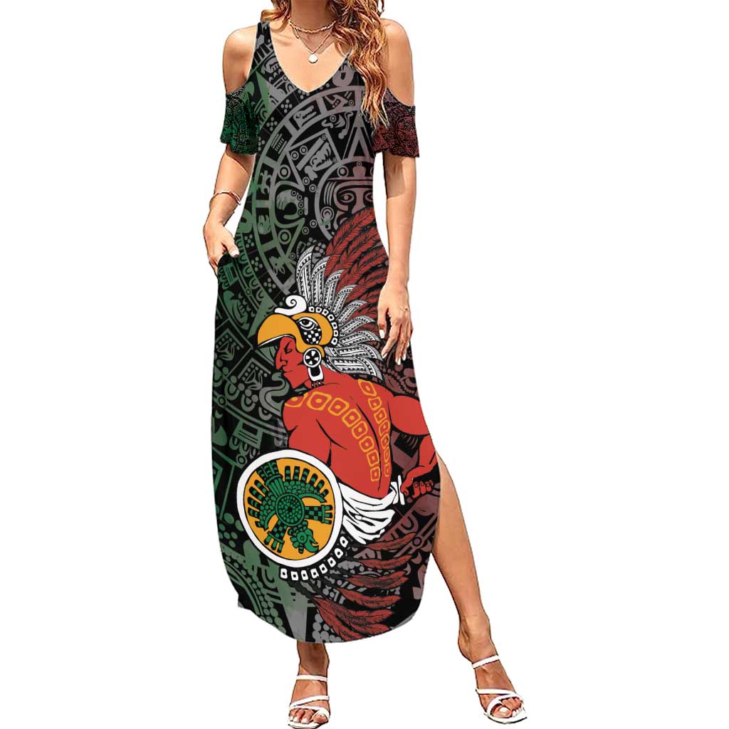 Personalized Mexican Tribal Aztec Warriors Summer Maxi Dress Aztec Sun God - Wonder Print Shop