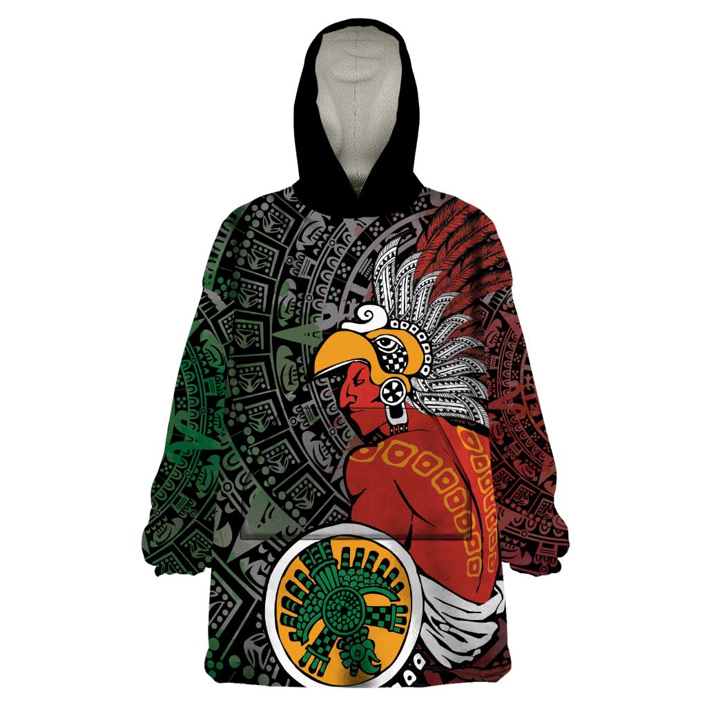 Personalized Mexican Tribal Aztec Warriors Wearable Blanket Hoodie Aztec Sun God - Wonder Print Shop