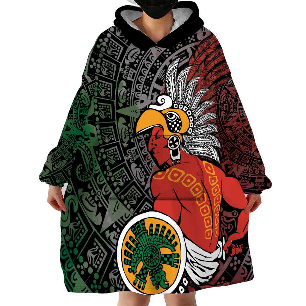 Personalized Mexican Tribal Aztec Warriors Wearable Blanket Hoodie Aztec Sun God - Wonder Print Shop