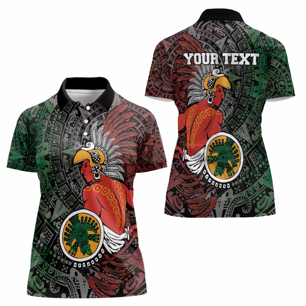 Personalized Mexican Tribal Aztec Warriors Women Polo Shirt Aztec Sun God - Wonder Print Shop