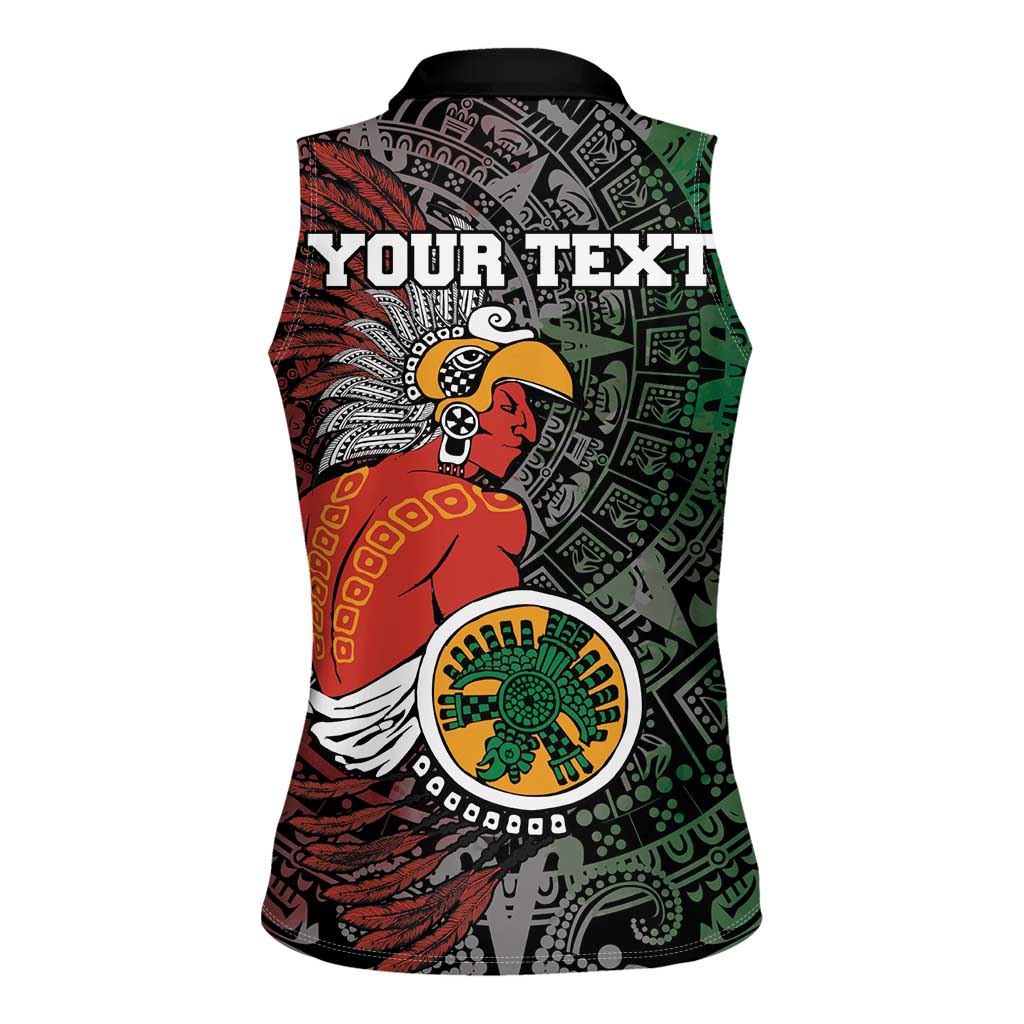 Personalized Mexican Tribal Aztec Warriors Women Sleeveless Polo Shirt Aztec Sun God - Wonder Print Shop
