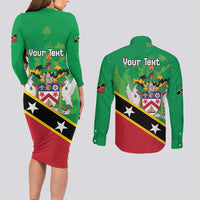 Personalized Saint Kitts And Nevis Couples Matching Long Sleeve Bodycon Dress and Long Sleeve Button Shirt Country Above Self - Wonder Print Shop