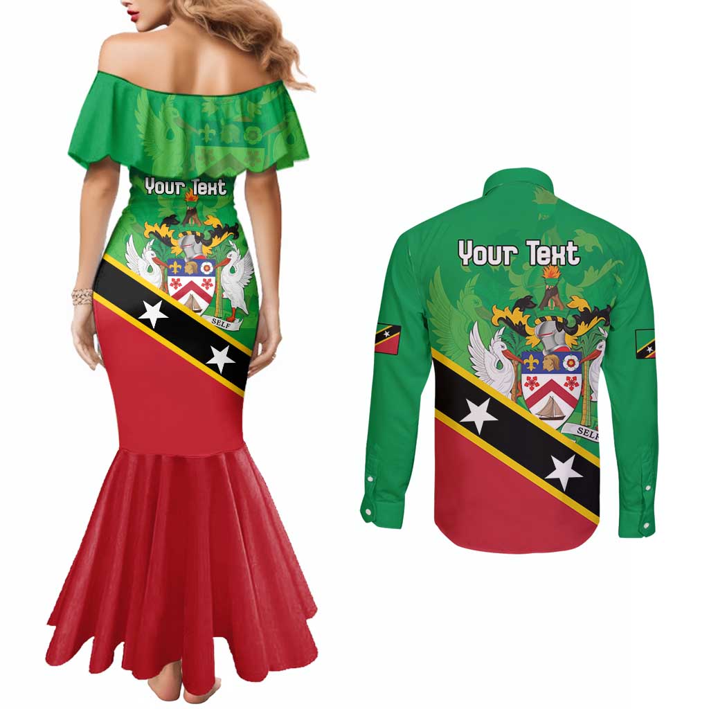 Personalized Saint Kitts And Nevis Couples Matching Mermaid Dress and Long Sleeve Button Shirt Country Above Self - Wonder Print Shop