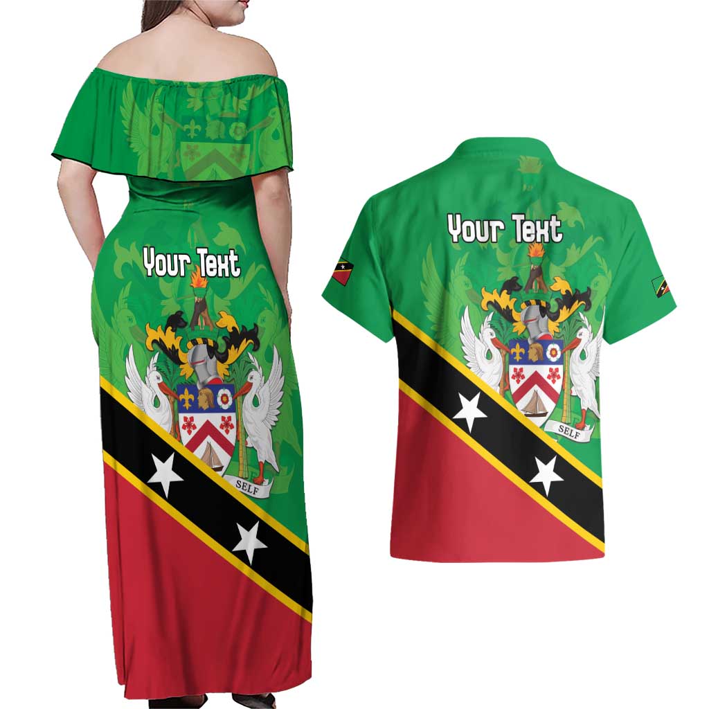 Personalized Saint Kitts And Nevis Couples Matching Off Shoulder Maxi Dress and Hawaiian Shirt Country Above Self - Wonder Print Shop