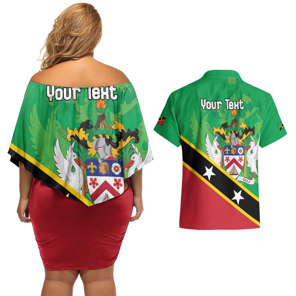 Personalized Saint Kitts And Nevis Couples Matching Off Shoulder Short Dress and Hawaiian Shirt Country Above Self - Wonder Print Shop