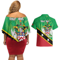Personalized Saint Kitts And Nevis Couples Matching Off Shoulder Short Dress and Hawaiian Shirt Country Above Self - Wonder Print Shop