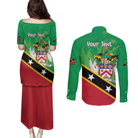 Personalized Saint Kitts And Nevis Couples Matching Puletasi and Long Sleeve Button Shirt Country Above Self - Wonder Print Shop