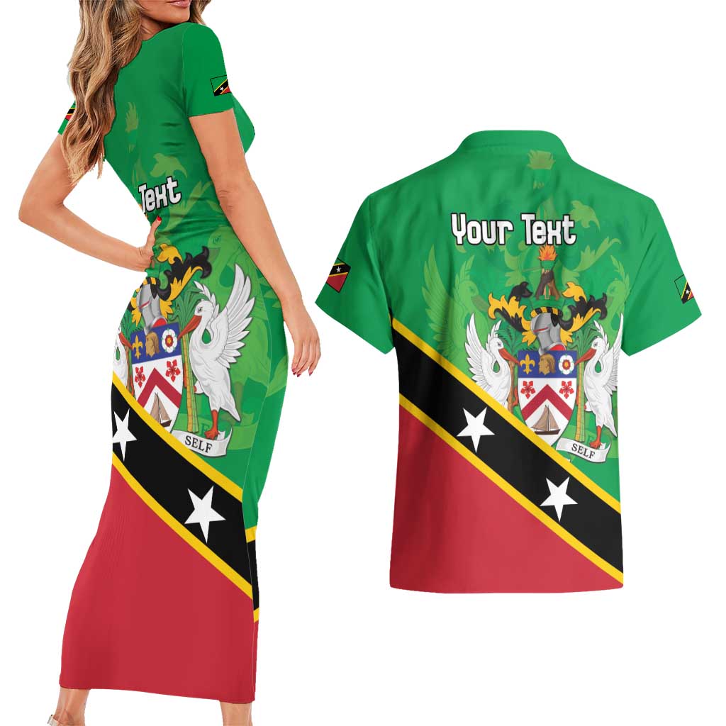 Personalized Saint Kitts And Nevis Couples Matching Short Sleeve Bodycon Dress and Hawaiian Shirt Country Above Self - Wonder Print Shop