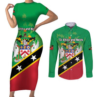 Personalized Saint Kitts And Nevis Couples Matching Short Sleeve Bodycon Dress and Long Sleeve Button Shirt Country Above Self - Wonder Print Shop