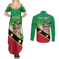 Personalized Saint Kitts And Nevis Couples Matching Summer Maxi Dress and Long Sleeve Button Shirt Country Above Self - Wonder Print Shop
