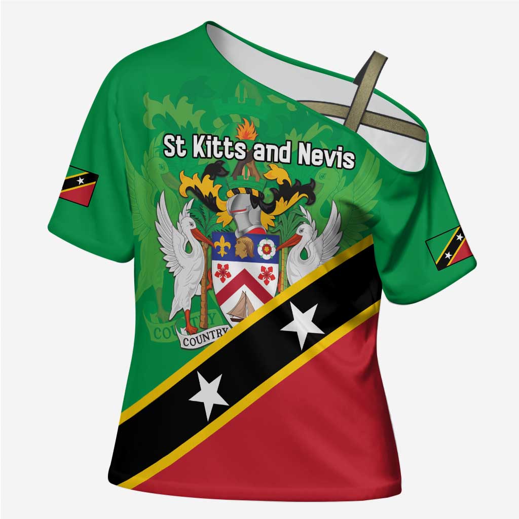Personalized Saint Kitts And Nevis Cross Shoulder Shirt Country Above Self - Wonder Print Shop