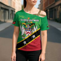 Personalized Saint Kitts And Nevis Cross Shoulder Shirt Country Above Self - Wonder Print Shop