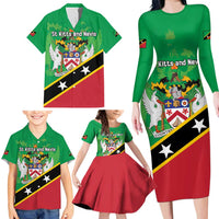 Personalized Saint Kitts And Nevis Family Matching Long Sleeve Bodycon Dress and Hawaiian Shirt Country Above Self - Wonder Print Shop