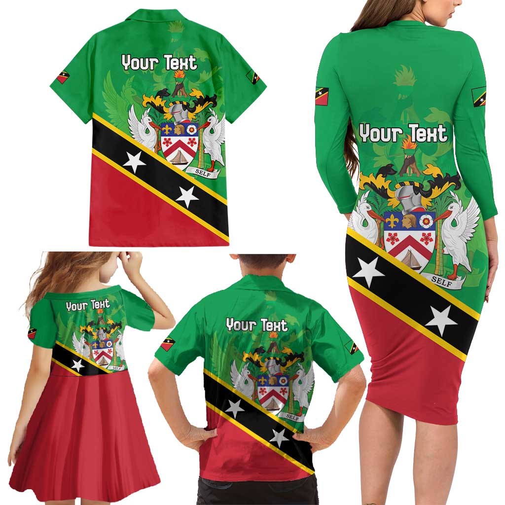 Personalized Saint Kitts And Nevis Family Matching Long Sleeve Bodycon Dress and Hawaiian Shirt Country Above Self - Wonder Print Shop
