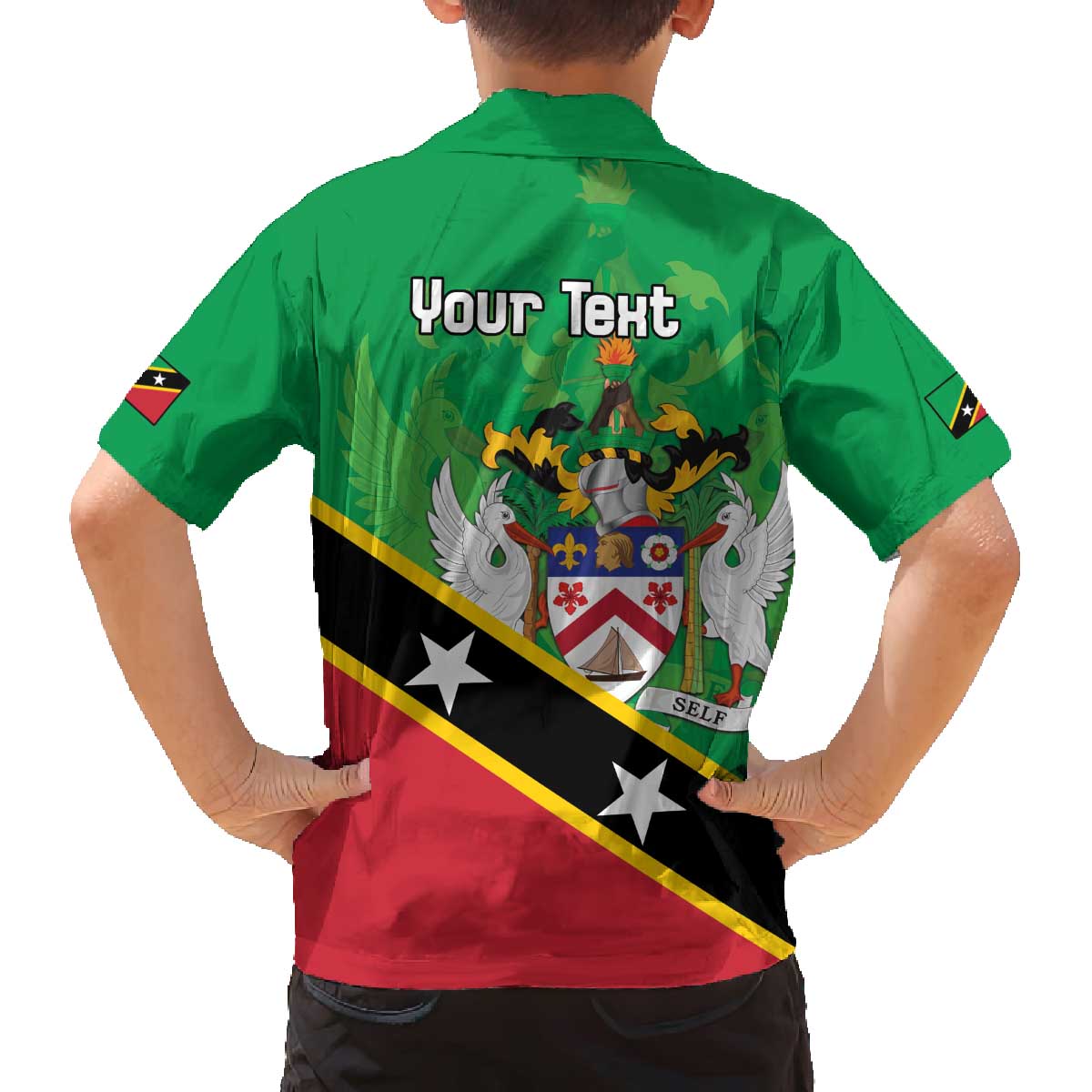 Personalized Saint Kitts And Nevis Family Matching Off The Shoulder Long Sleeve Dress and Hawaiian Shirt Country Above Self - Wonder Print Shop