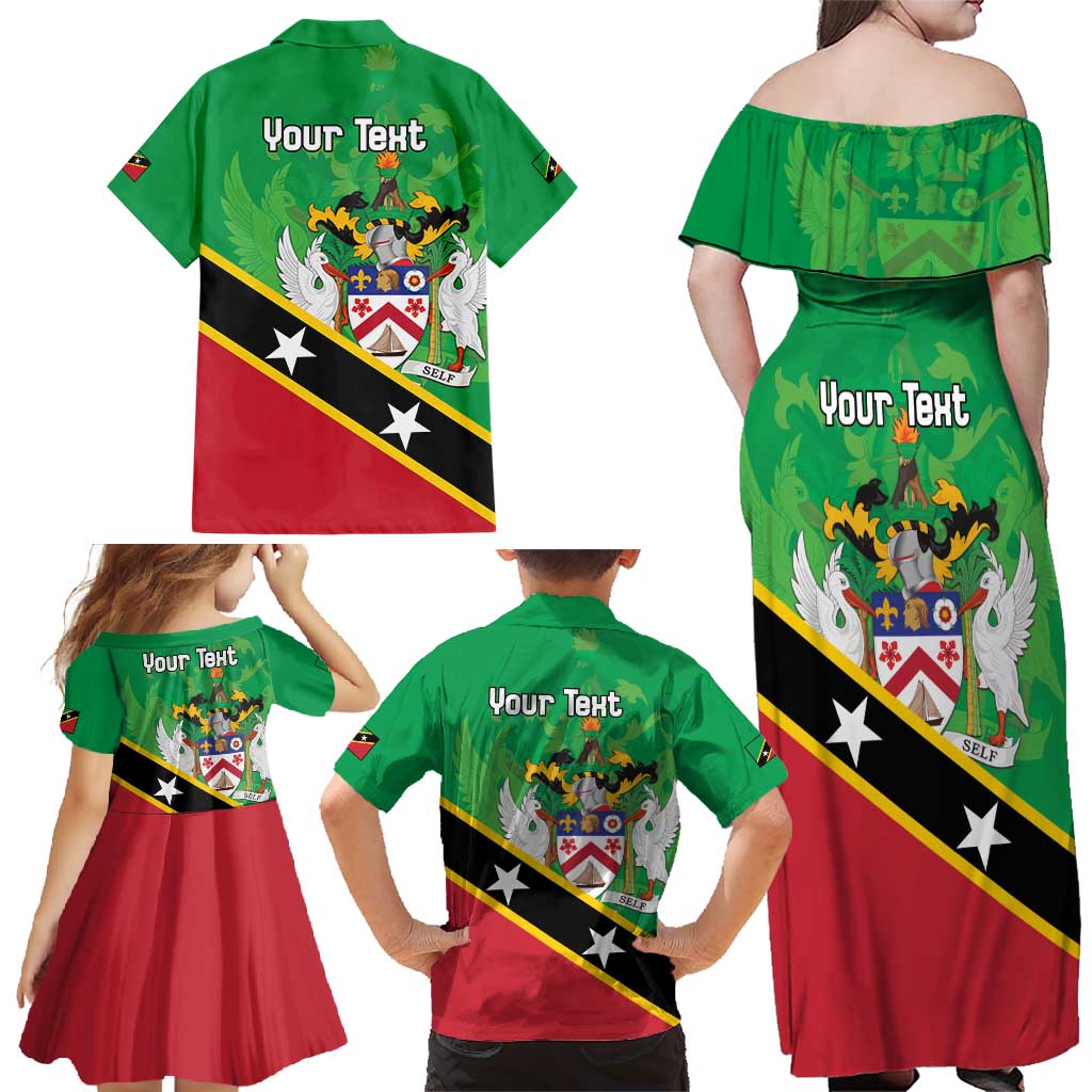 Personalized Saint Kitts And Nevis Family Matching Off Shoulder Maxi Dress and Hawaiian Shirt Country Above Self - Wonder Print Shop