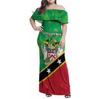 Personalized Saint Kitts And Nevis Family Matching Off Shoulder Maxi Dress and Hawaiian Shirt Country Above Self - Wonder Print Shop