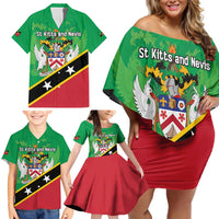 Personalized Saint Kitts And Nevis Family Matching Off Shoulder Short Dress and Hawaiian Shirt Country Above Self - Wonder Print Shop