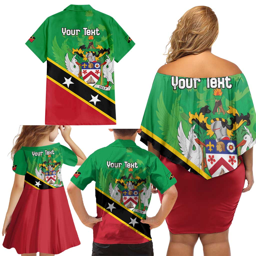 Personalized Saint Kitts And Nevis Family Matching Off Shoulder Short Dress and Hawaiian Shirt Country Above Self - Wonder Print Shop