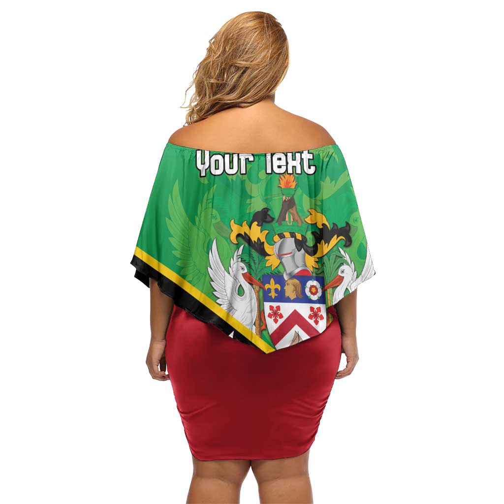 Personalized Saint Kitts And Nevis Family Matching Off Shoulder Short Dress and Hawaiian Shirt Country Above Self - Wonder Print Shop