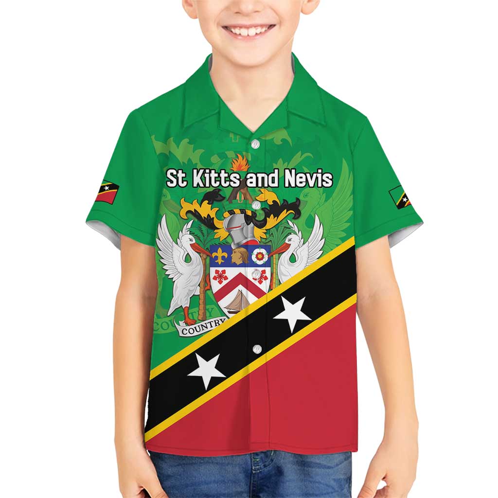Personalized Saint Kitts And Nevis Family Matching Off Shoulder Short Dress and Hawaiian Shirt Country Above Self - Wonder Print Shop