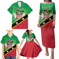 Personalized Saint Kitts And Nevis Family Matching Puletasi and Hawaiian Shirt Country Above Self - Wonder Print Shop
