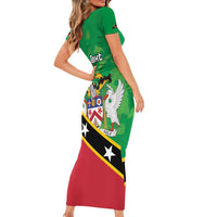 Personalized Saint Kitts And Nevis Family Matching Short Sleeve Bodycon Dress and Hawaiian Shirt Country Above Self - Wonder Print Shop