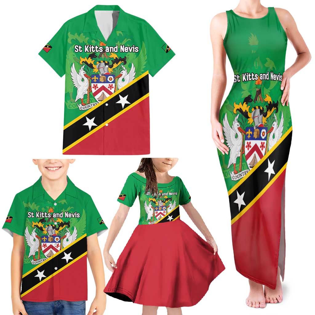 Personalized Saint Kitts And Nevis Family Matching Tank Maxi Dress and Hawaiian Shirt Country Above Self - Wonder Print Shop