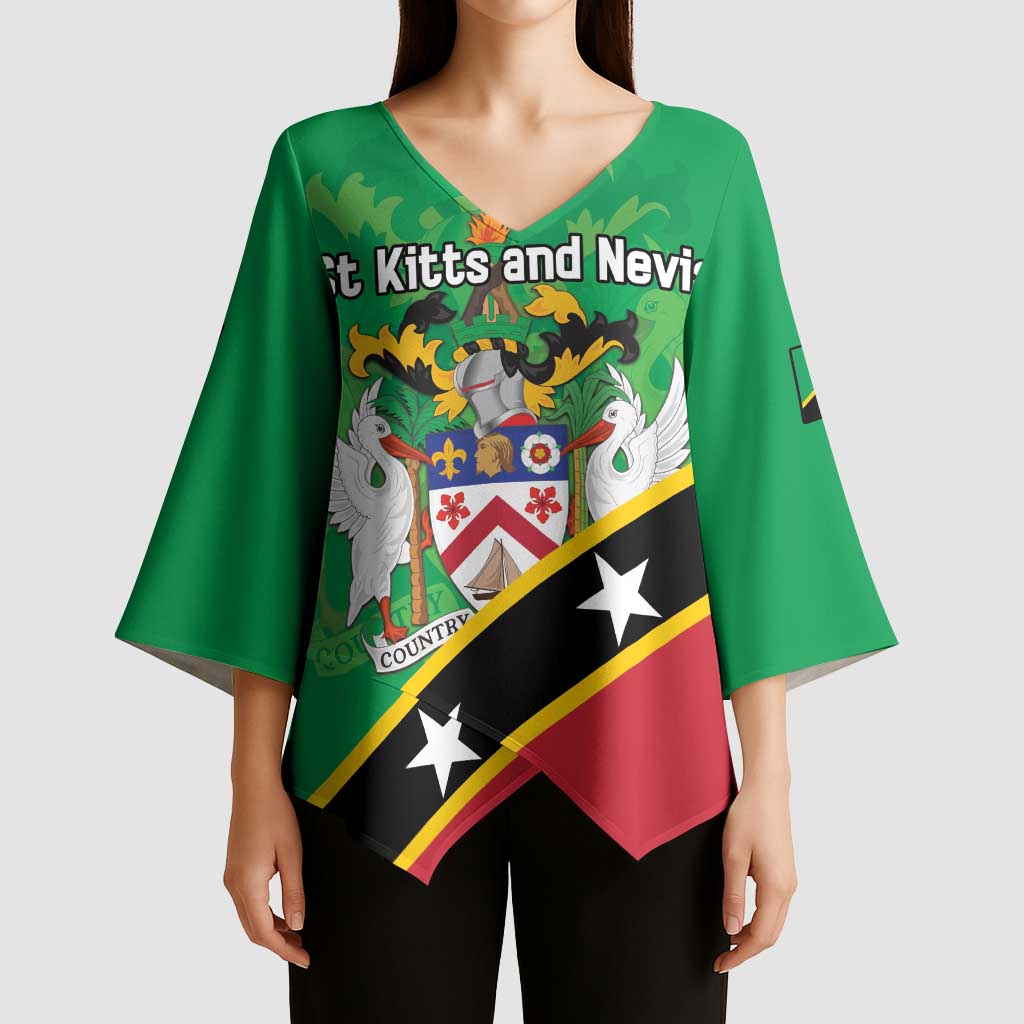 Personalized Saint Kitts And Nevis Kimono Sleeve Blouse Country Above Self - Wonder Print Shop