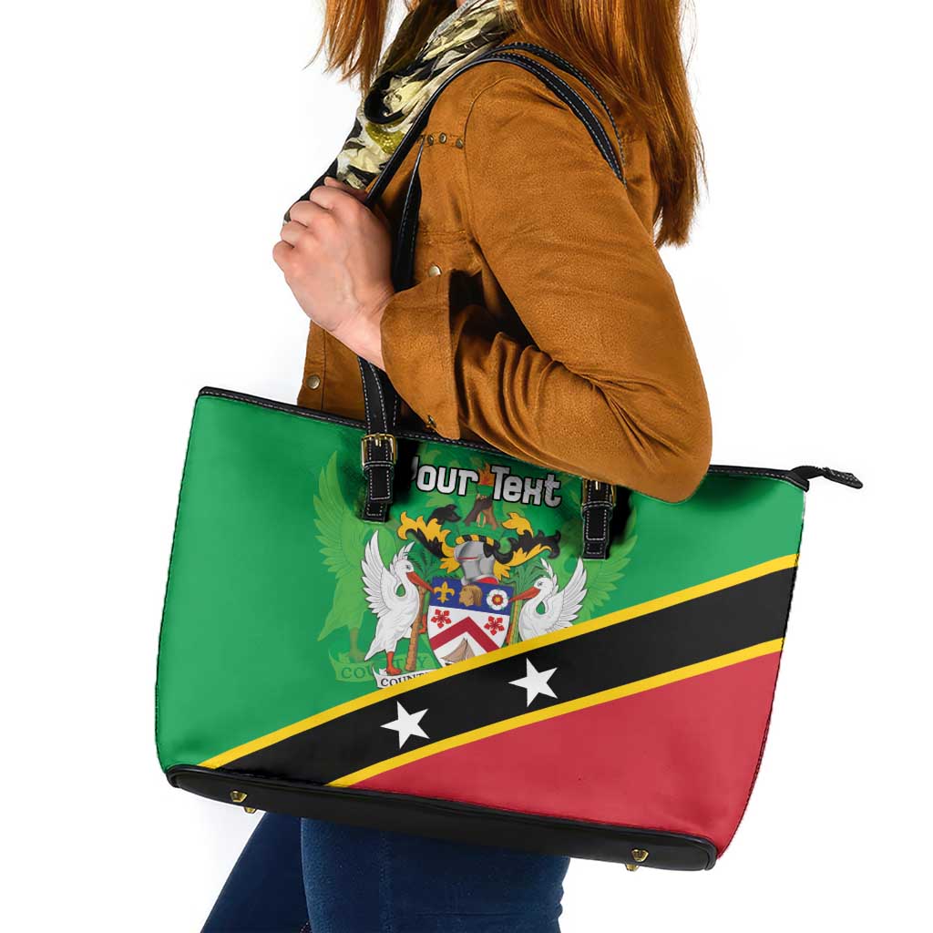 Personalized Saint Kitts And Nevis Leather Tote Bag Country Above Self - Wonder Print Shop