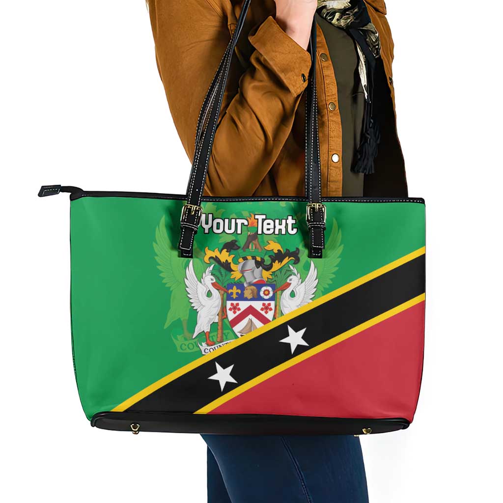 Personalized Saint Kitts And Nevis Leather Tote Bag Country Above Self - Wonder Print Shop